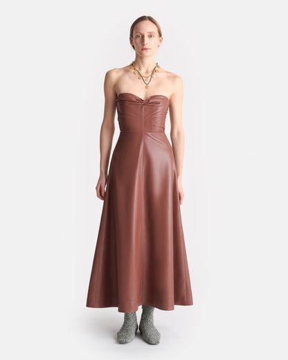 Iwona Okobor™ Alt-Leather Midi Dress - Henna/Black | Nanushka