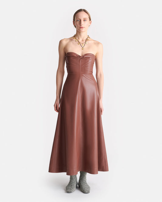 Iwona Okobor™ Alt-Leather Midi Dress - Henna/Black | Nanushka
