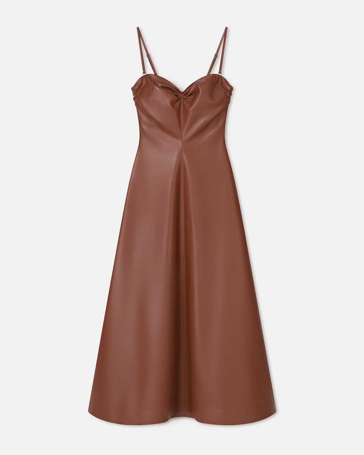 Iwona Okobor™ Alt-Leather Midi Dress - Henna/Black | Nanushka