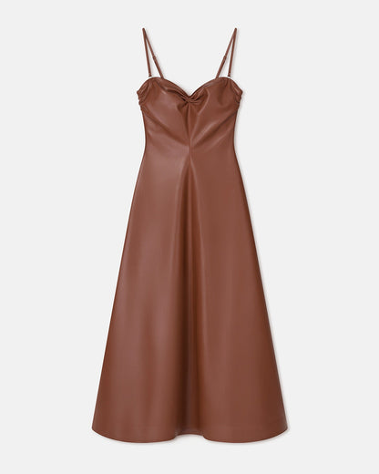 Iwona Okobor™ Alt-Leather Midi Dress - Henna/Black | Nanushka
