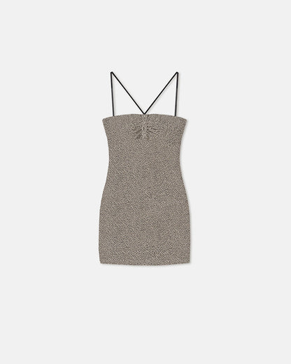 Rois Loopback Cotton Mini Dress - Black/Creme Mouline | Nanushka