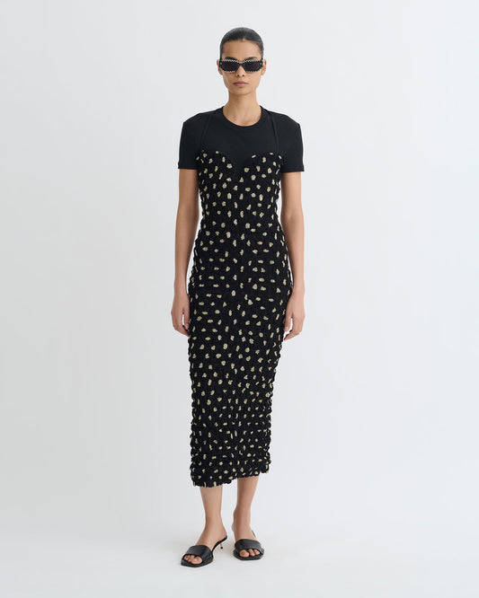 Haylen Seersucker Tech Chiffon Midi Dress - Polka | Nanushka