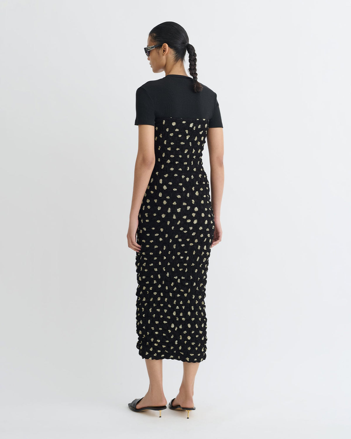 Haylen Seersucker Tech Chiffon Midi Dress - Polka | Nanushka