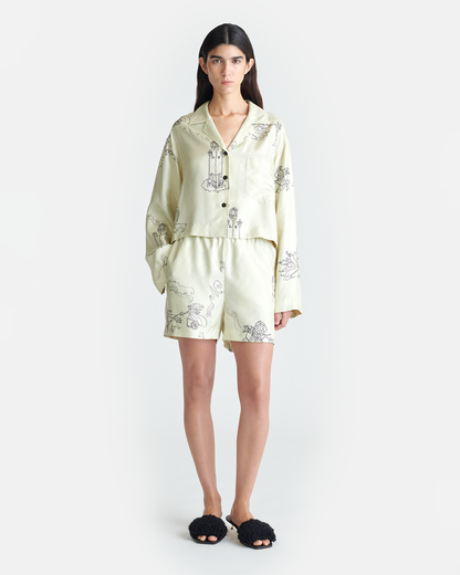 Dylla Printed Tailored Silk Twill Shorts - Folktale | Nanushka