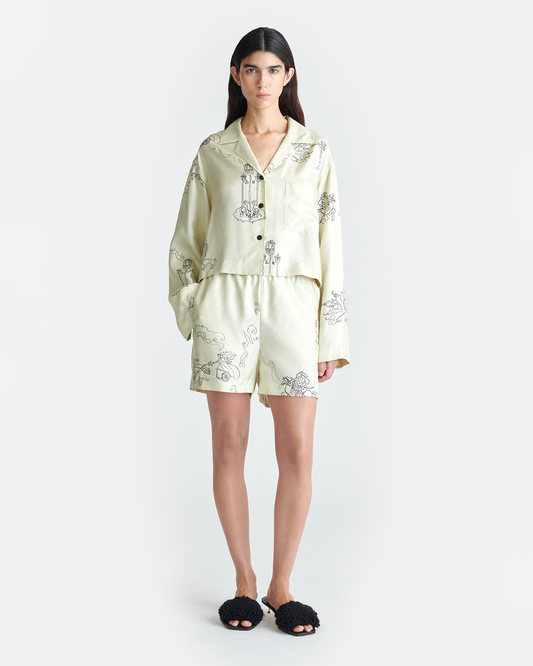 Dylla Printed Tailored Silk Twill Shorts - Folktale | Nanushka