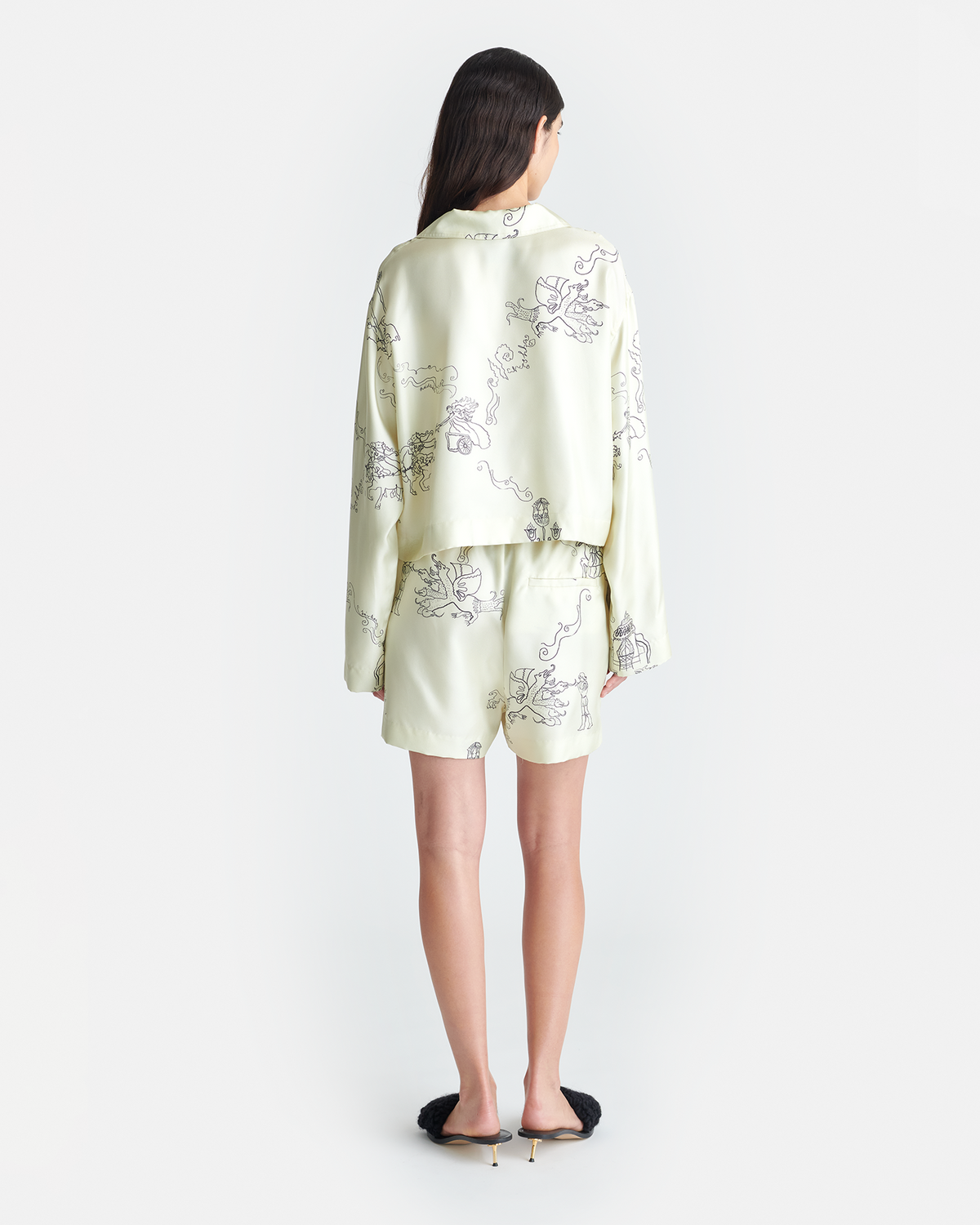 Dylla Printed Tailored Silk Twill Shorts - Folktale | Nanushka