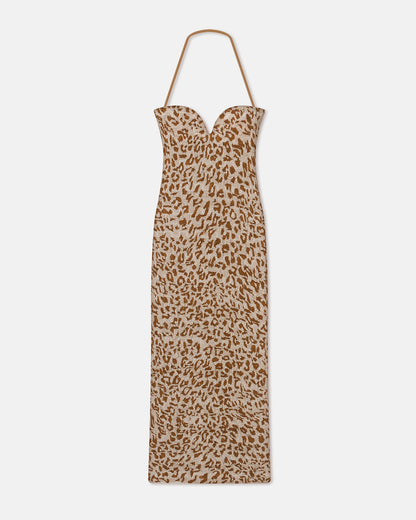 Haylen Seersucker Cotton Voile Midi Dress - Ocelot | Nanushka