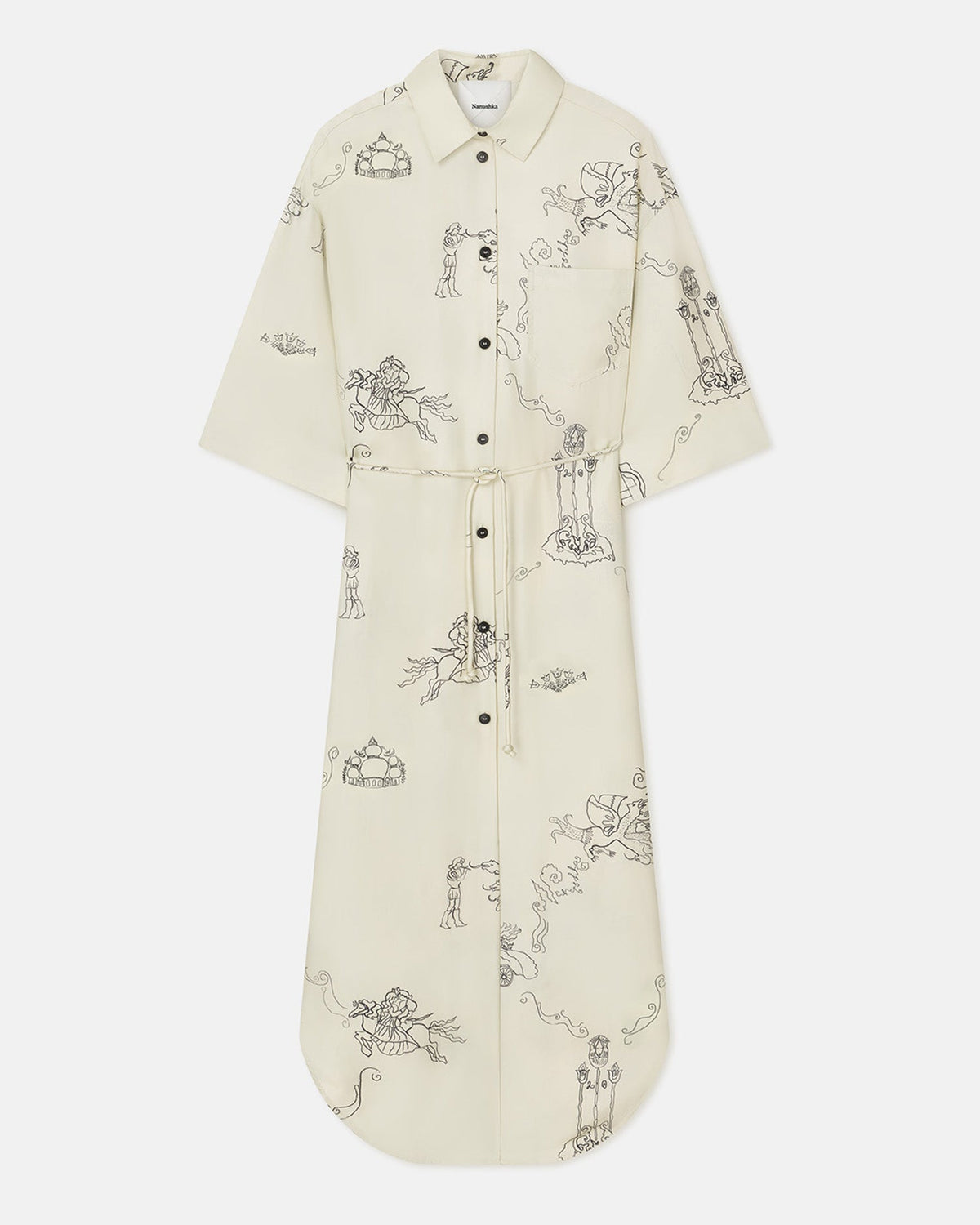Damala Printed Silk Twill Shirt Dress - Folktale | Nanushka