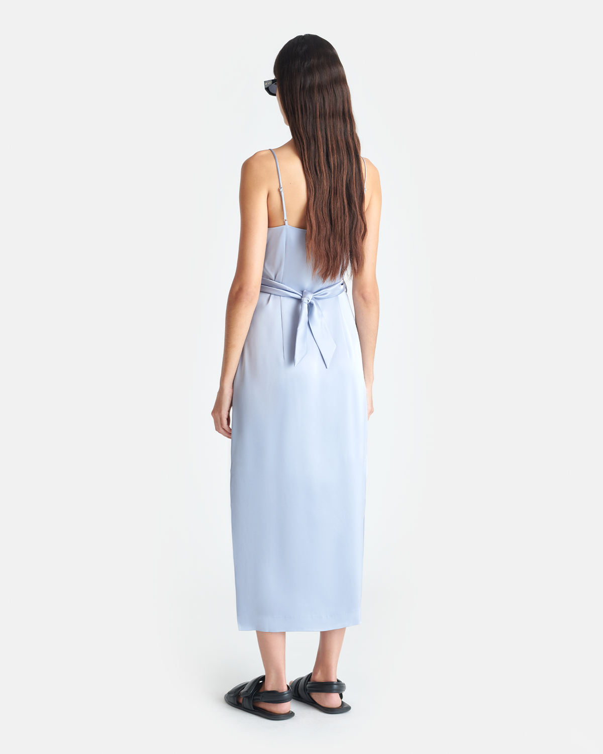 Sayan Draped Slip Satin Midi Dress - Ice Blue | Nanushka
