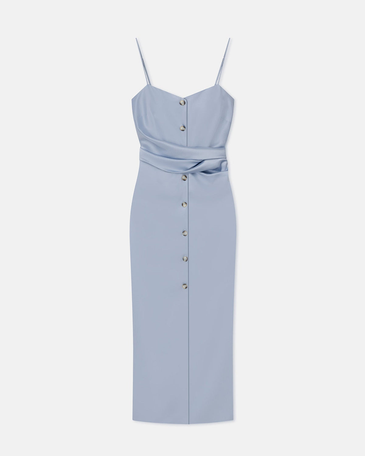 Sayan Draped Slip Satin Midi Dress - Ice Blue | Nanushka