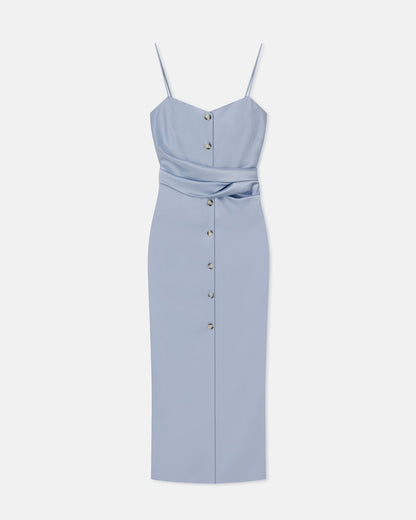 Sayan Draped Slip Satin Midi Dress - Ice Blue | Nanushka
