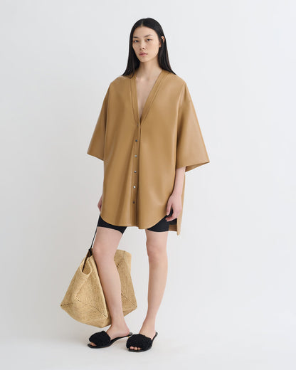 Ingar Okobor™ Alt-Leather Mini Dress - Oak | Nanushka