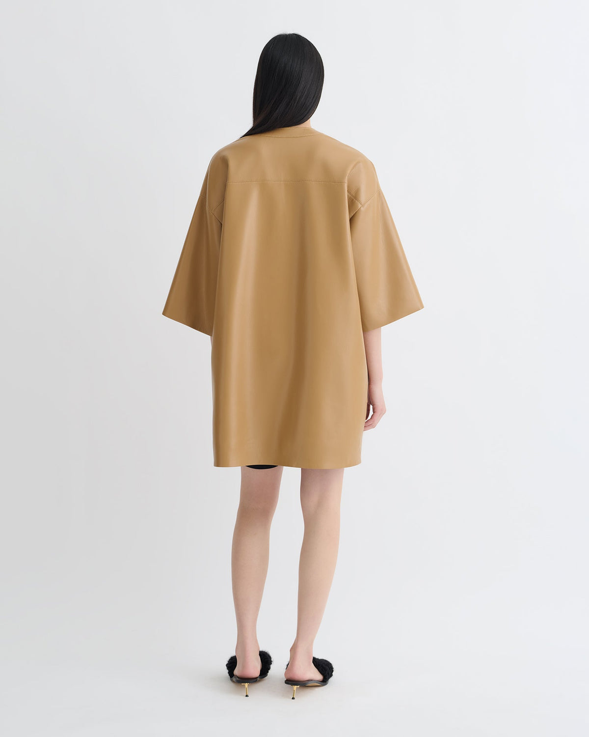 Ingar Okobor™ Alt-Leather Mini Dress - Oak | Nanushka