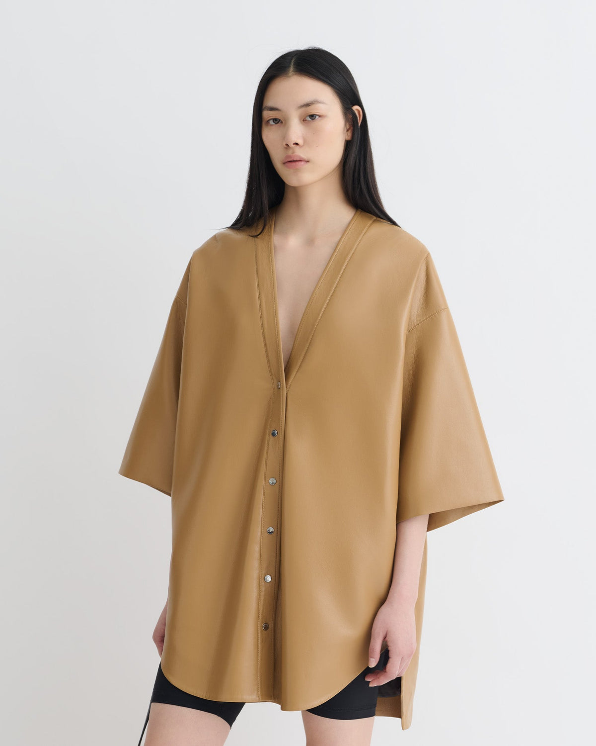 Ingar Okobor™ Alt-Leather Mini Dress - Oak | Nanushka