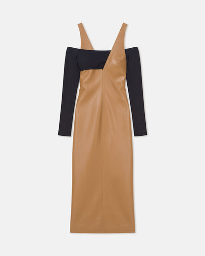 Ferriti Okobor™ Alt-Leather Midi Dress - Oak/Grey | Nanushka