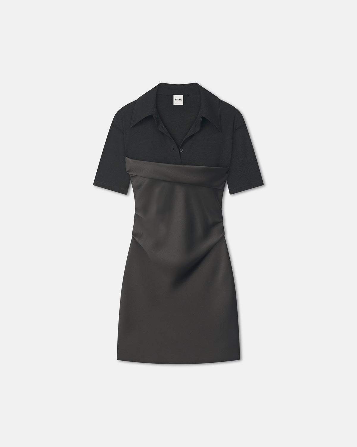 Heceta Mesh Jersey and Slip Satin Mini Dress - Dark Green/Anthracite | Nanushka