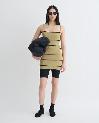 Alula Mesh Jersey Mini Dress - Sand/Anthracite | Nanushka