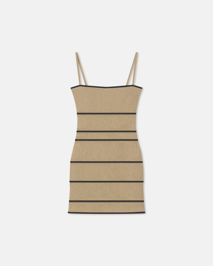 Alula Mesh Jersey Mini Dress - Sand/Anthracite | Nanushka