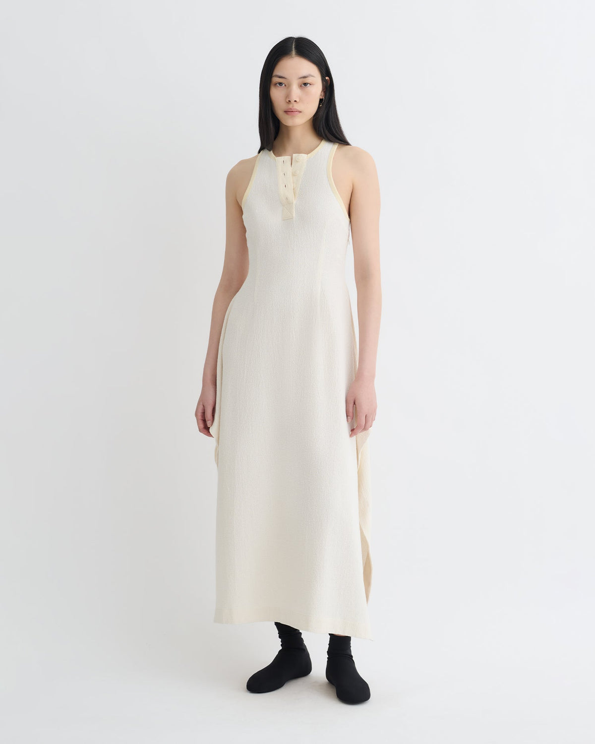 Thoosa Draped Crepe Melange Midi Dress - Creme | Nanushka