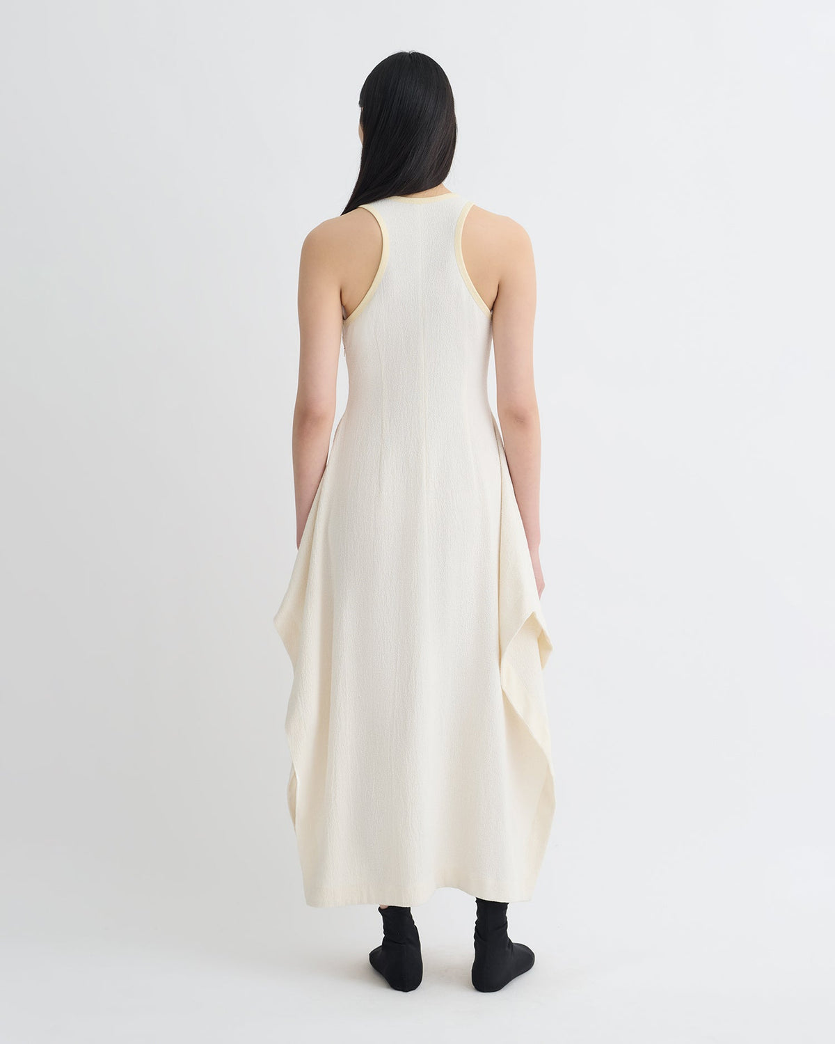 Thoosa Draped Crepe Melange Midi Dress - Creme | Nanushka
