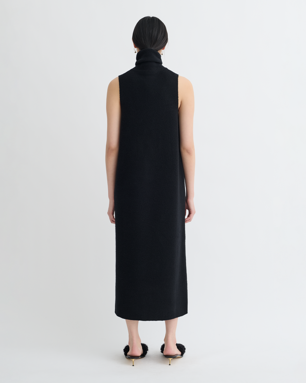 Jessam Merino Wool Turtleneck Dress - Black/Roses | Nanushka