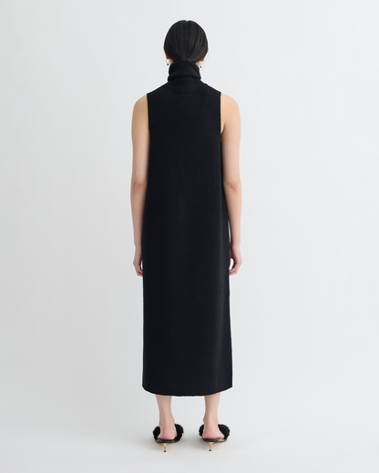 Jessam Merino Wool Turtleneck Dress - Black/Roses | Nanushka