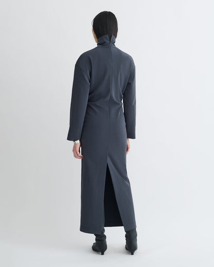 Jasmon Draped Paper Jersey Turtleneck Dress - Dusty Blue | Nanushka