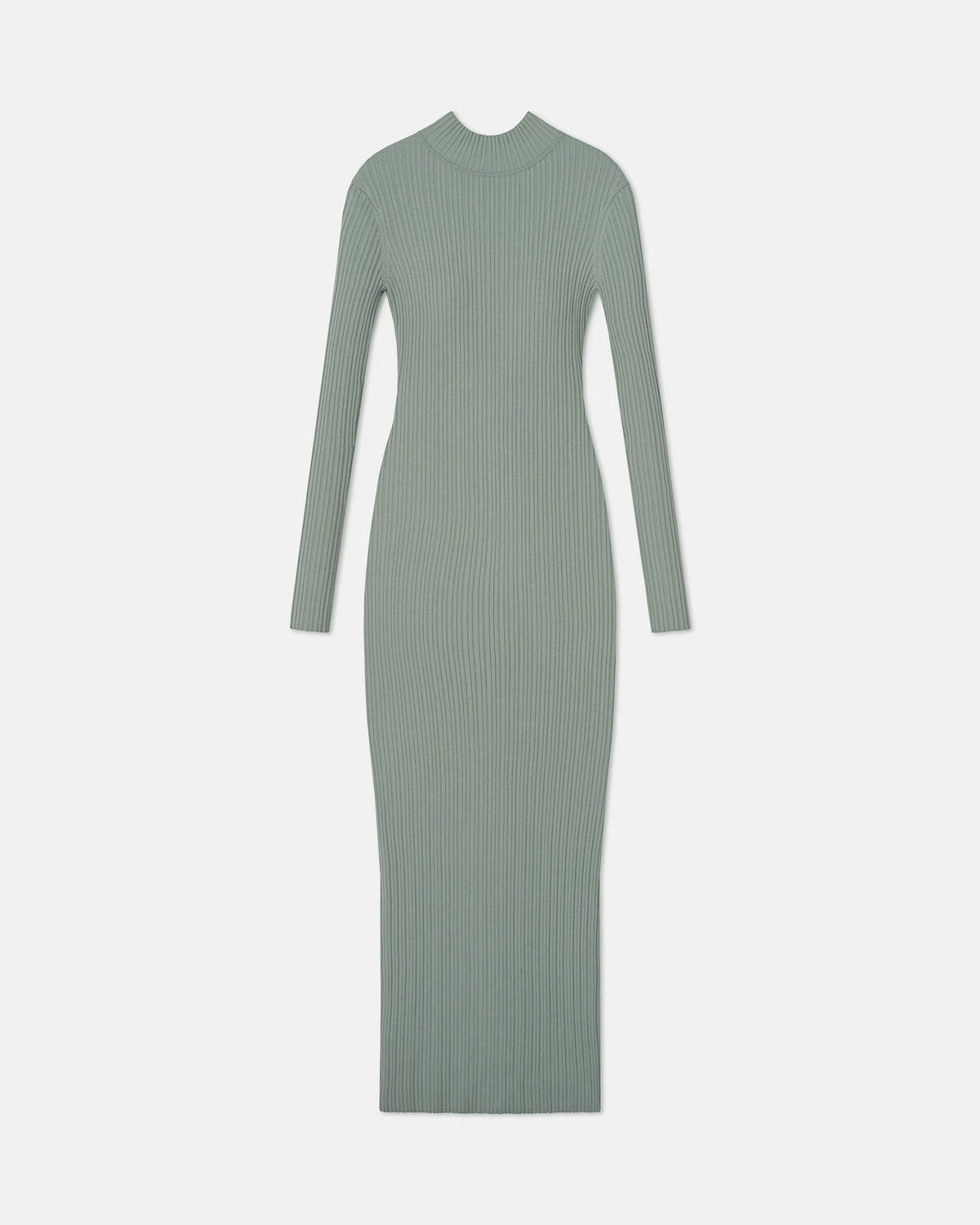 Mirell Fine Merino Rib Long Dress - Sage | Nanushka