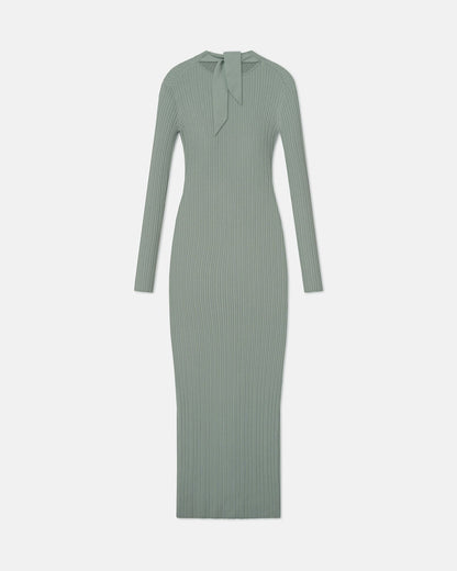 Mirell Fine Merino Rib Long Dress - Sage | Nanushka