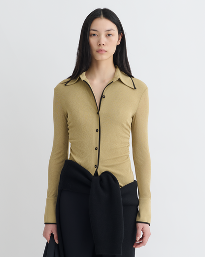 Idana Mesh Jersey Shirt - Sand/Anthracite | Nanushka
