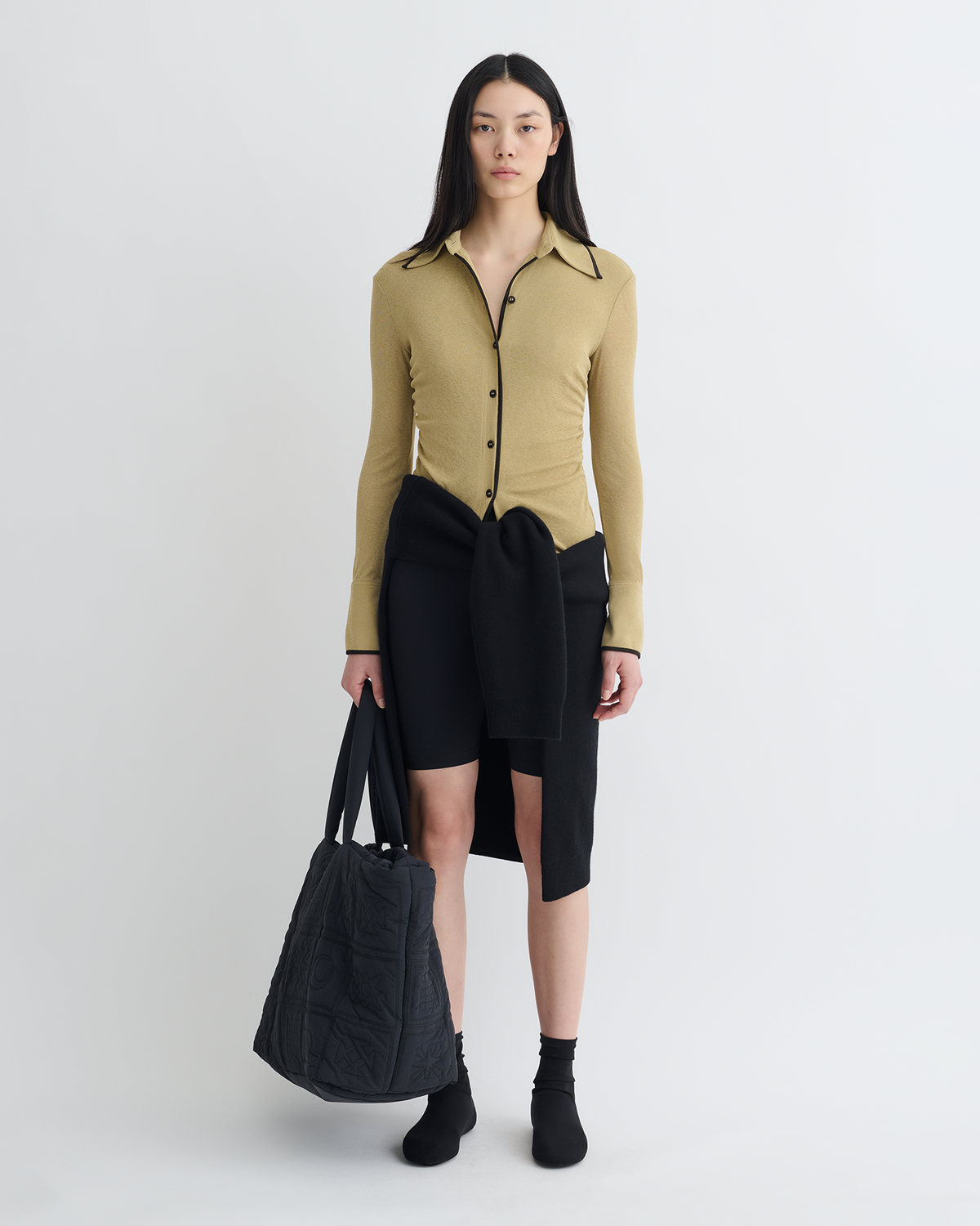Idana Mesh Jersey Shirt - Sand/Anthracite | Nanushka