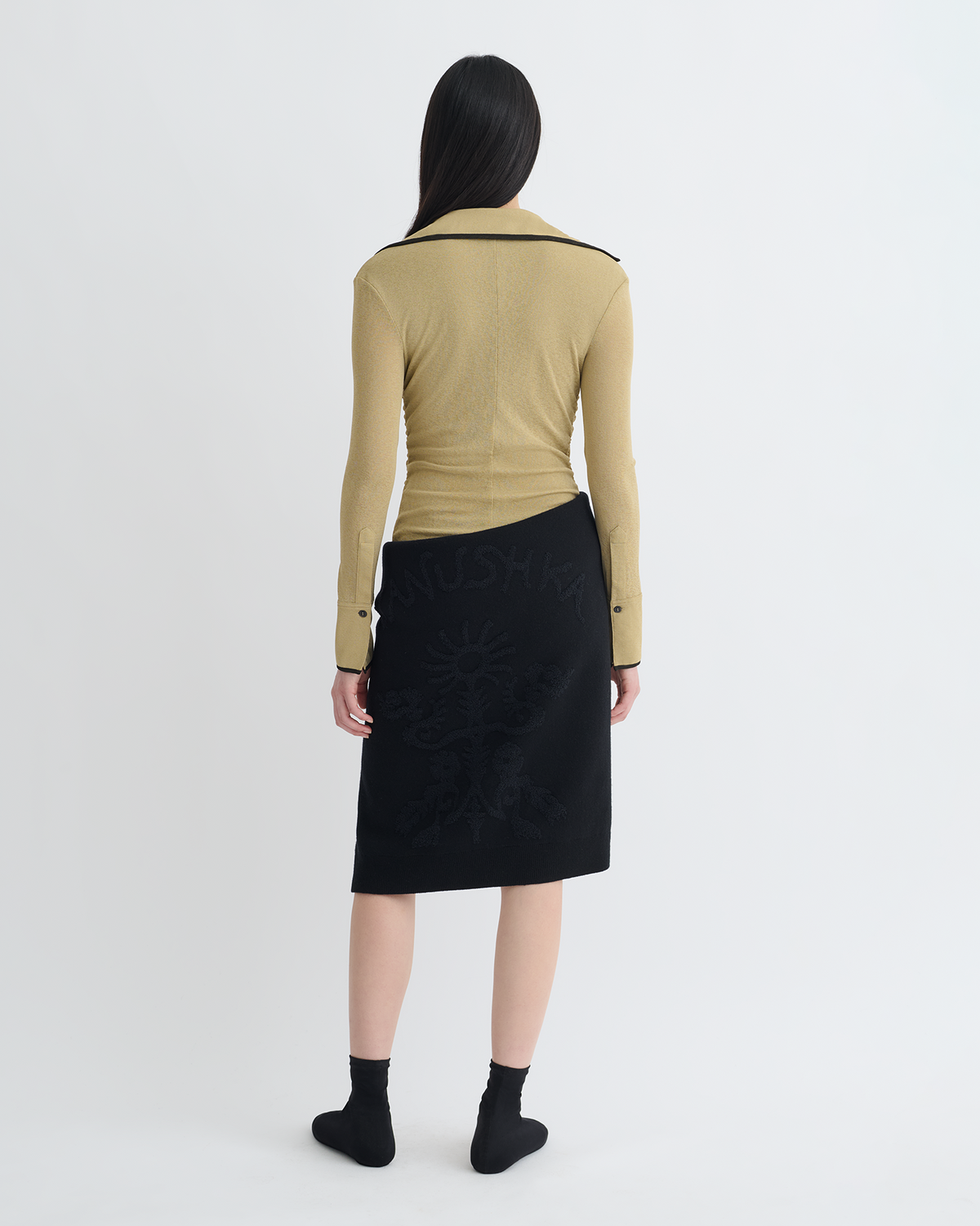 Idana Mesh Jersey Shirt - Sand/Anthracite | Nanushka