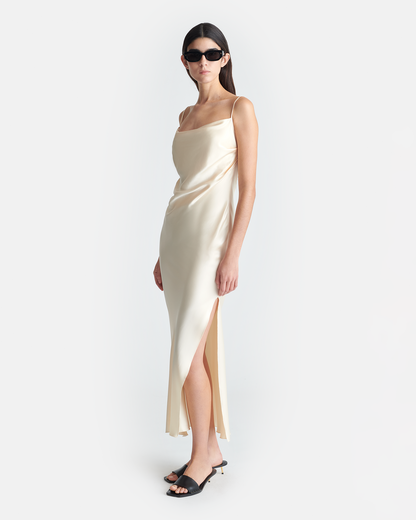 Macia Slip Satin Dress - Creme | Nanushka