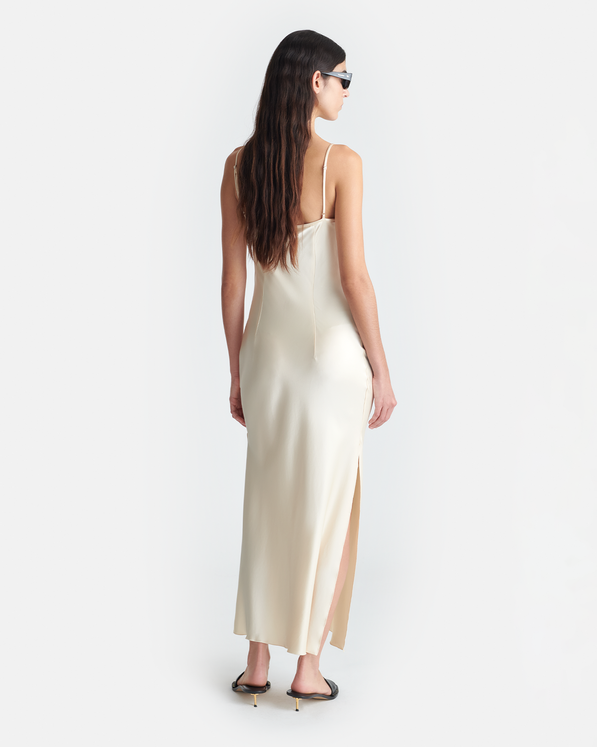 Macia Slip Satin Dress - Creme | Nanushka